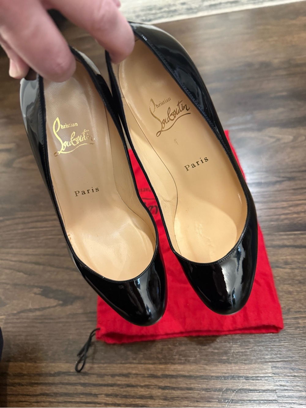 Christian Louboutin Black Patent Leather Pumps with Red Sole Accent